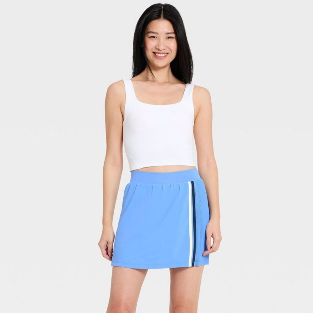 All In Motion - Women's Woven High-Rise Asymetrical Pleated Skort Blue - Picture 3 of 4
